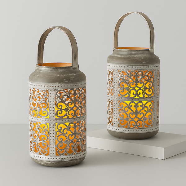 Duo de Bougeoirs Antique en Métal – Ambiance Charme