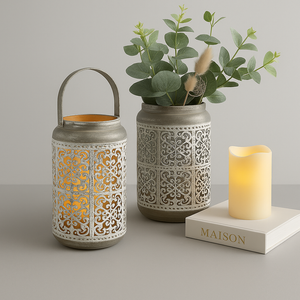 Duo de Bougeoirs Antique en Métal – Ambiance Charme