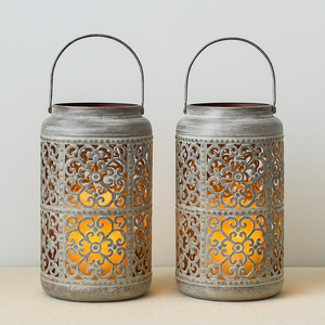 Duo de Bougeoirs Antique en Métal – Ambiance Charme