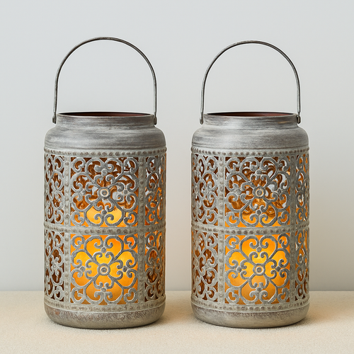 Duo de Bougeoirs Antique en Métal – Ambiance Charme