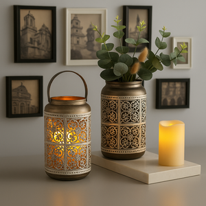 Duo de Bougeoirs Antique en Métal – Ambiance Charme