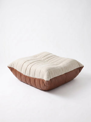 Ottoman Relax Composé | Cuir Véritable & Lin