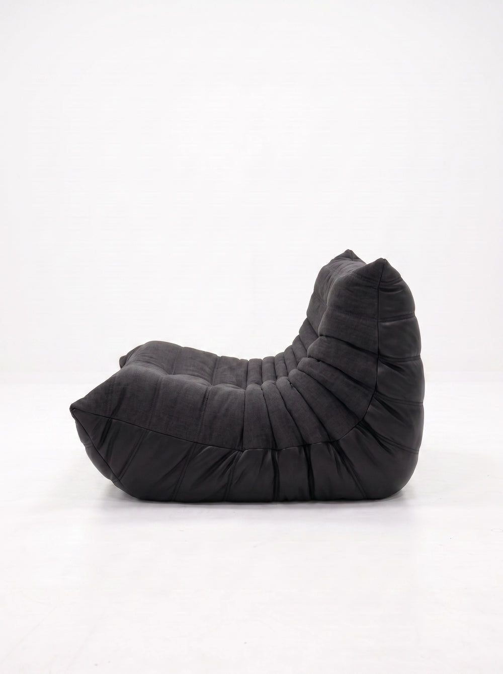Relaxfauteuil leer & linnen – Middernacht