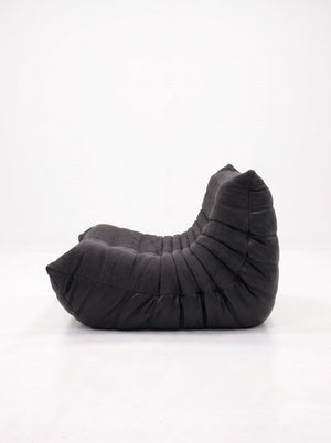 Fauteuil Relax Composé Minuit – Cuir Véritable et Lin, Édition Noire