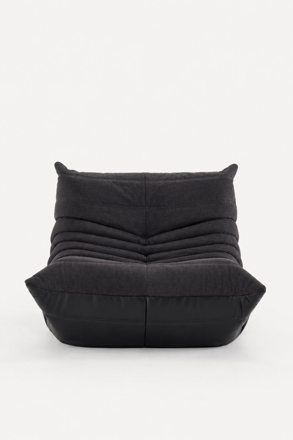 Relaxfauteuil leer & linnen – Middernacht