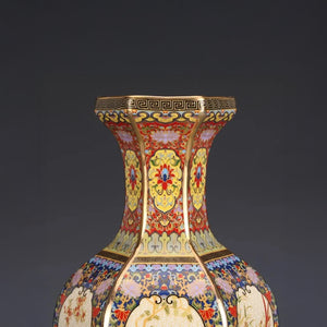 Vase Prestige Émaillé – Motifs Impériaux en Céramique
