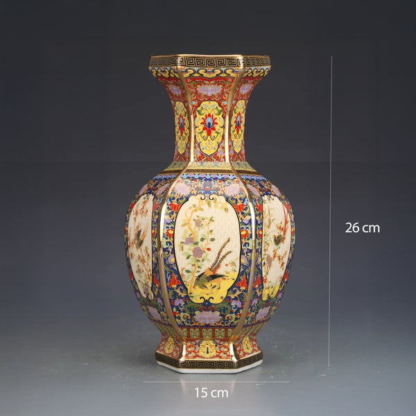 Vase Prestige Émaillé – Motifs Impériaux en Céramique