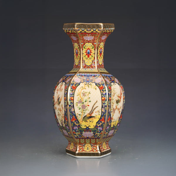 Vase Prestige Émaillé – Motifs Impériaux en Céramique