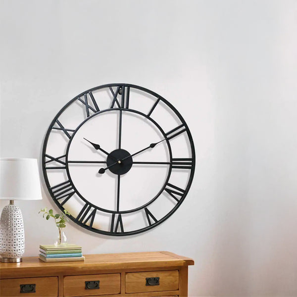 Wandklok in smeedijzeren design – Gesculpteerde Romeinse cijfers 40 cm
