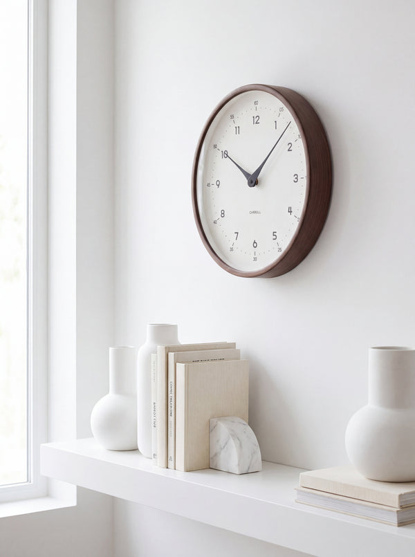 Ronde houtlook wandklok Arlo
